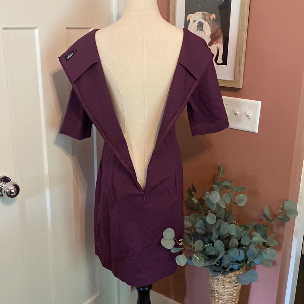 Kate Spade Saturday Slash pocket shift eggplant 1/2 sleeve darted 8 square dress - Picture 9 of 15